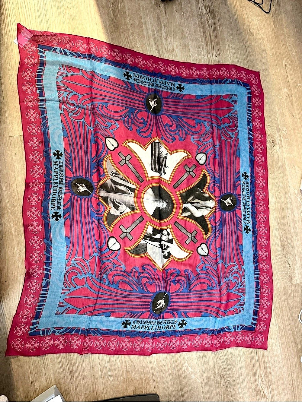 Chrome Hearts x Robert Mapplethorpe Silk Scarf Blue & Red
